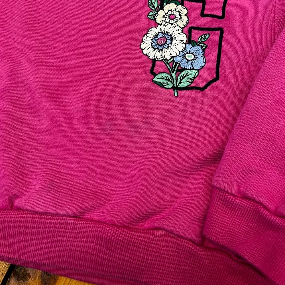 GAP Toddler Girls 4T Crewneck Sweater Sweatshirt Pink Flower Embroidery
